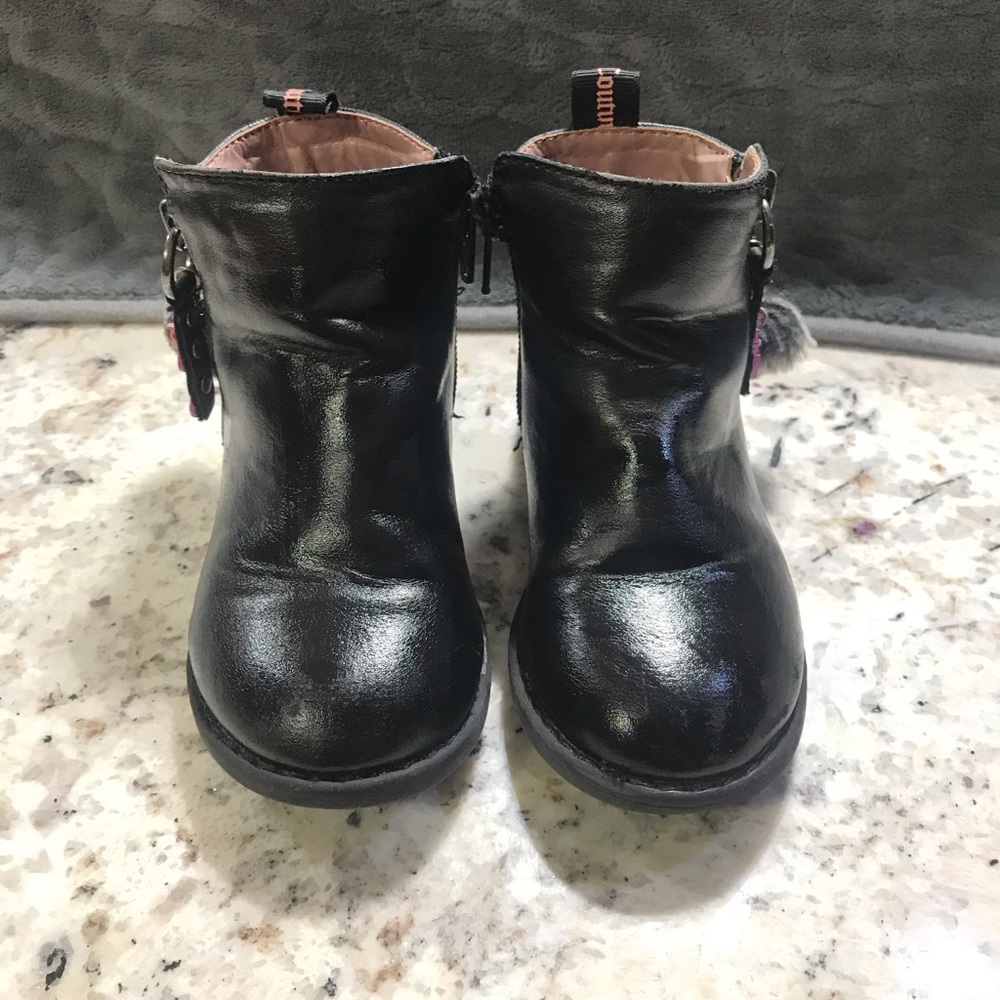 Girl cute short booties, black juice couture